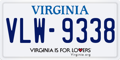 VA license plate VLW9338