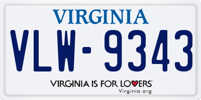 VA license plate VLW9343