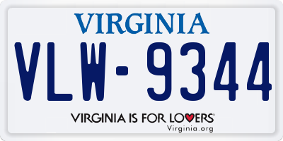 VA license plate VLW9344