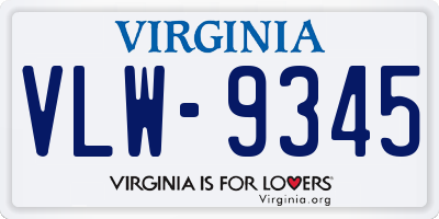 VA license plate VLW9345