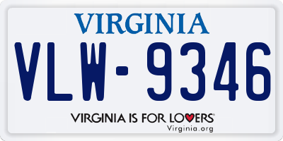 VA license plate VLW9346