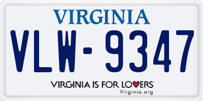 VA license plate VLW9347