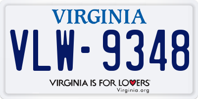 VA license plate VLW9348