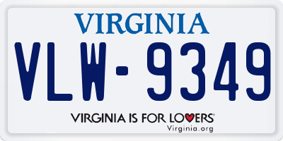 VA license plate VLW9349