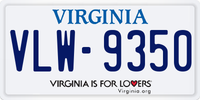 VA license plate VLW9350