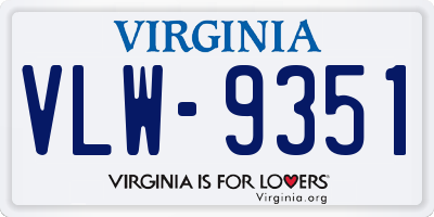 VA license plate VLW9351