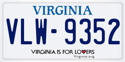 VA license plate VLW9352