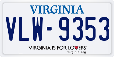 VA license plate VLW9353