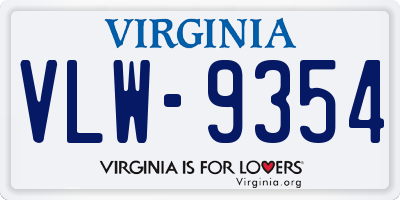 VA license plate VLW9354