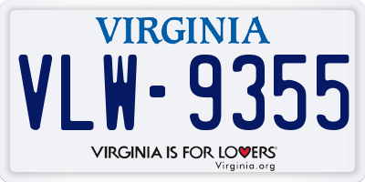 VA license plate VLW9355