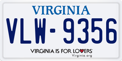 VA license plate VLW9356