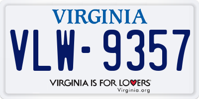 VA license plate VLW9357