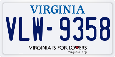 VA license plate VLW9358