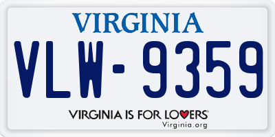 VA license plate VLW9359