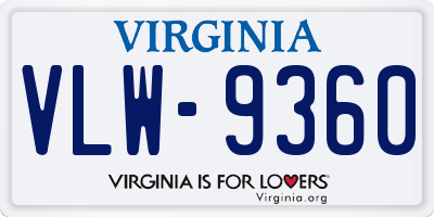 VA license plate VLW9360