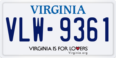 VA license plate VLW9361