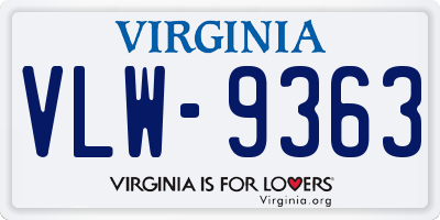 VA license plate VLW9363