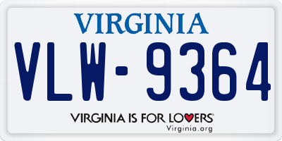 VA license plate VLW9364