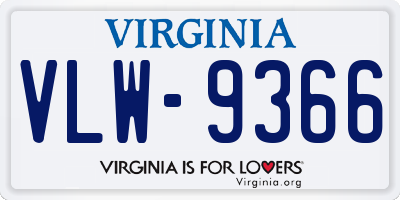 VA license plate VLW9366