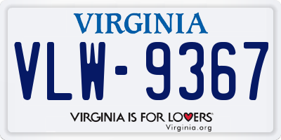 VA license plate VLW9367