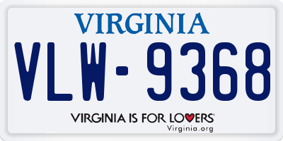 VA license plate VLW9368