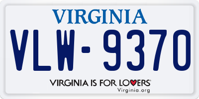 VA license plate VLW9370