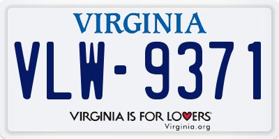 VA license plate VLW9371