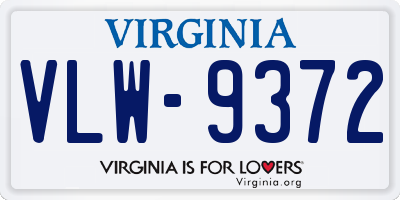 VA license plate VLW9372