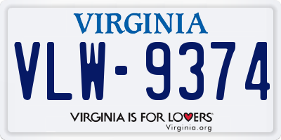 VA license plate VLW9374