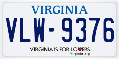 VA license plate VLW9376