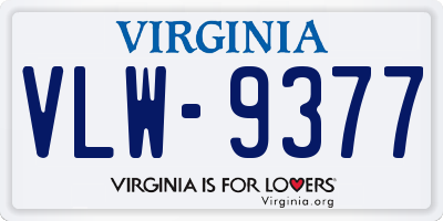 VA license plate VLW9377