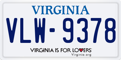 VA license plate VLW9378