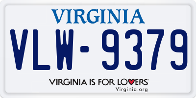 VA license plate VLW9379