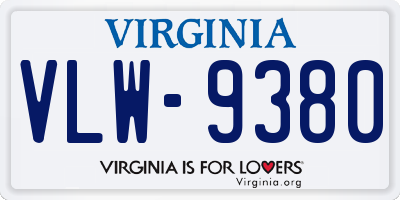 VA license plate VLW9380