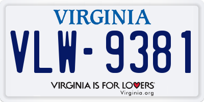 VA license plate VLW9381