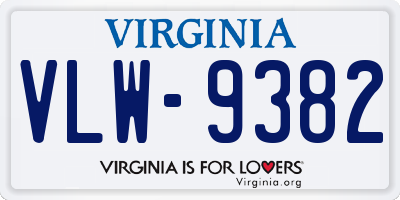 VA license plate VLW9382