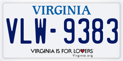 VA license plate VLW9383