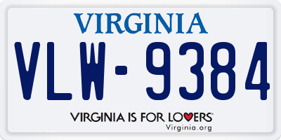 VA license plate VLW9384