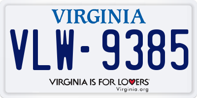 VA license plate VLW9385