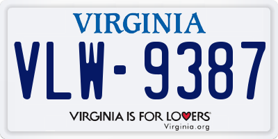 VA license plate VLW9387