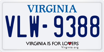 VA license plate VLW9388