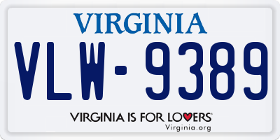 VA license plate VLW9389