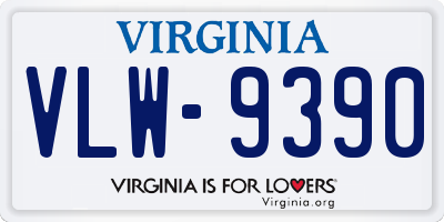 VA license plate VLW9390