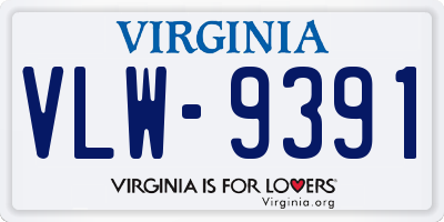 VA license plate VLW9391