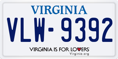 VA license plate VLW9392