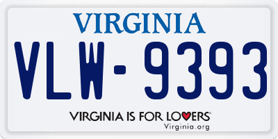 VA license plate VLW9393