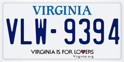 VA license plate VLW9394