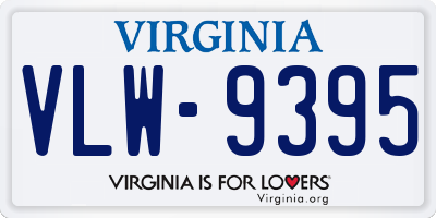 VA license plate VLW9395