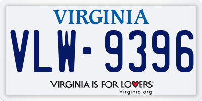 VA license plate VLW9396