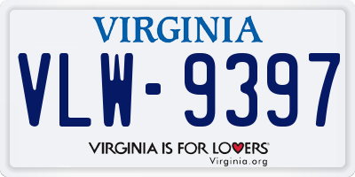 VA license plate VLW9397